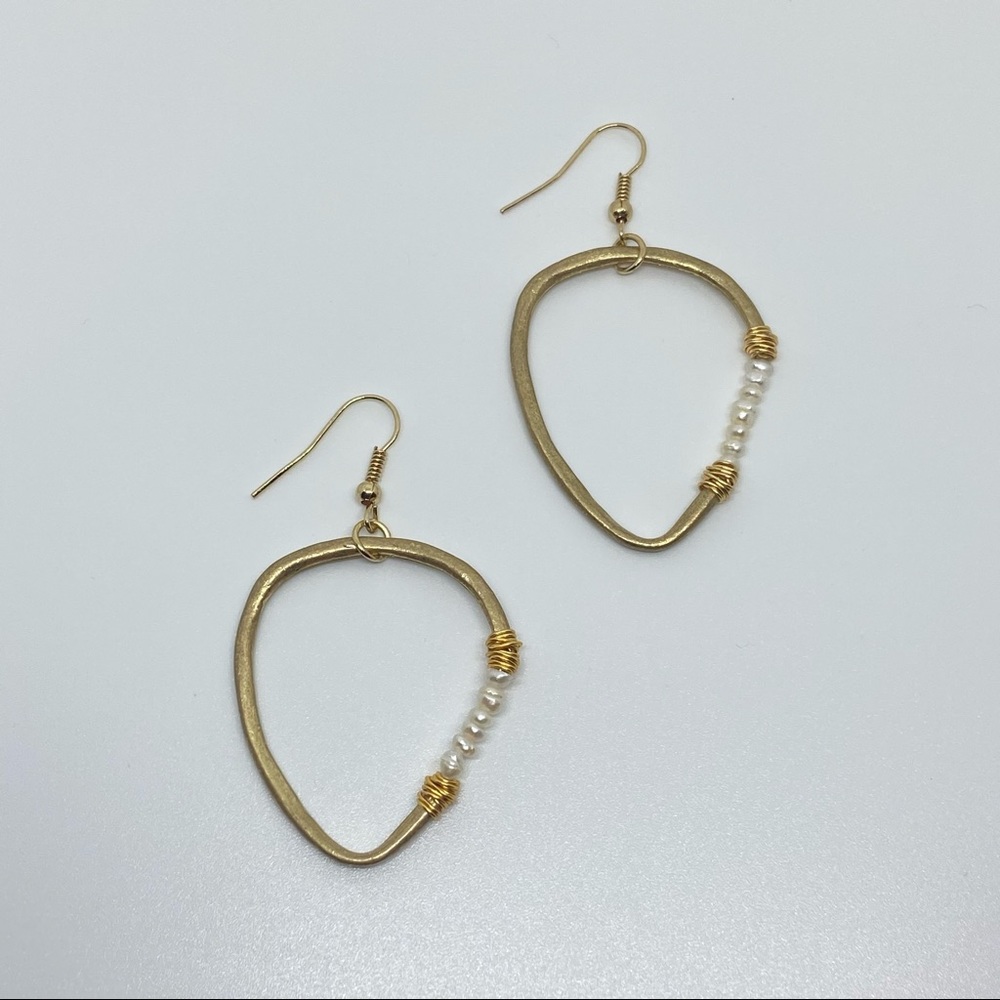 Gold Earrings with Pearl Detail